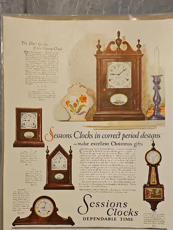 VTG Sessions Clock Advertisement / Wahl Pen Advertisement 1924
