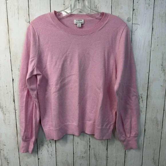 J.Crew‎ Women's Cashmere Blend Pink Crewneck Sweater Soft Lightweight Size S