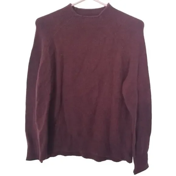 J. Crew Womens Alpaca Merino Wool Burgundy Roll Neck Sweater Sz XS Quiet Luxury