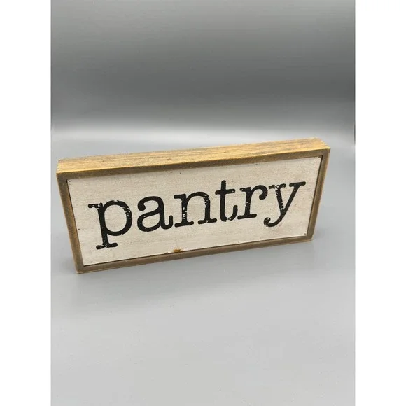 Rustic Wood‎ Pantry Sign Farmhouse Kitchen Decor Distressed White Block 10 Inch
