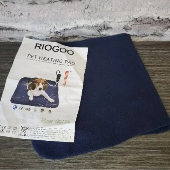 Riogoo Pet Heating Pad COVER ONLY Navy Blue Fleece - Snaps - Pre-owned, CLEAN