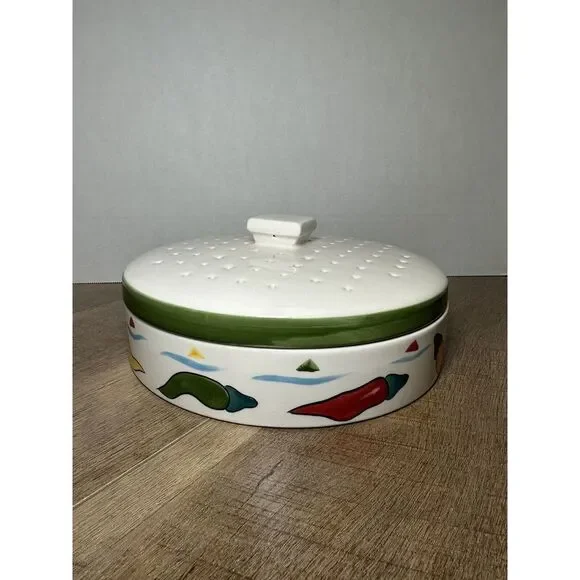 La Fiesta Chili Tortilla Holder Hand Painted 9