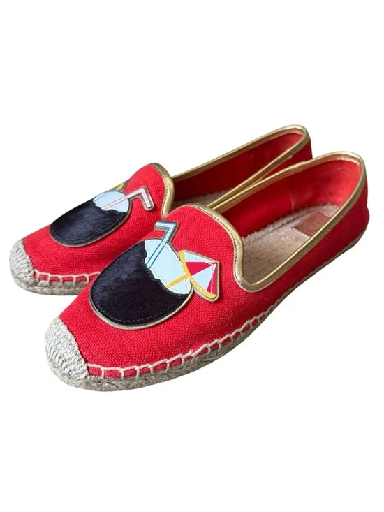 Tory Burch Coco Coconut Cocktail Canvas Espadrilles Flats Women’s Size 10.5 EUC