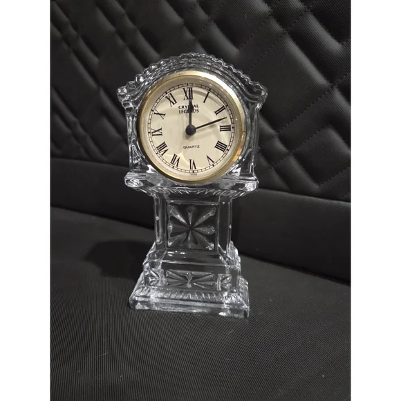 Vtg Godinger Crystal Legends Quartz Clock Tabletop Grandfather 24% Lead Crystal