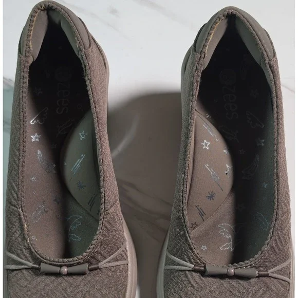 Bzees Women's Brown Knit Slip-On Ballet Flats Round Toe Bow Comfort US 9M