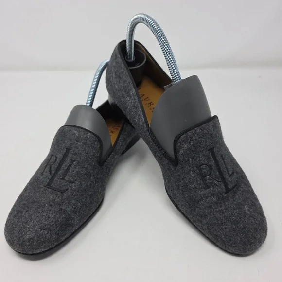 Lauren Ralph Lauren Loafer Shoes Womens 6B Charcoal Gray Signature Monogram