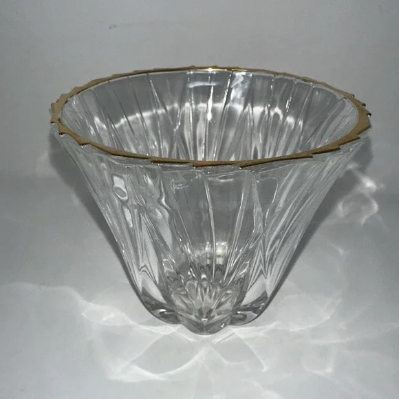 Vintage Cut Crystal Bowl Gold 4