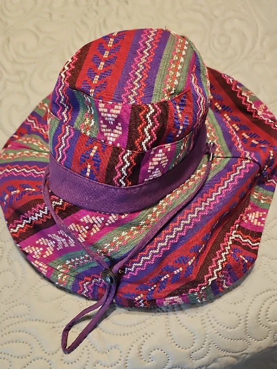 Boho Purple Patterned Reversible  Women's Sun Hat