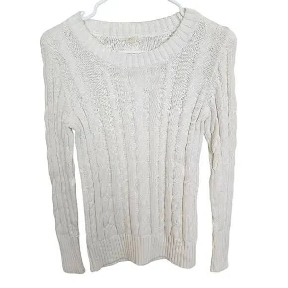 J. Crew Womens Cable Knit Sweater Size S Classic Old Money Minimalist Ivy League