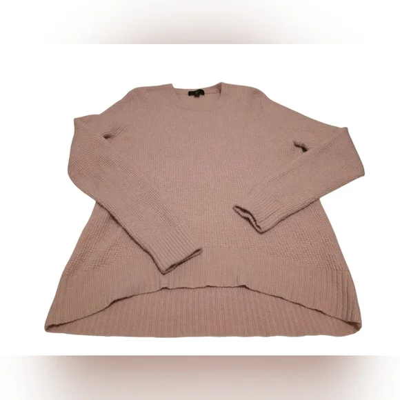 J. Crew Super Soft Pink Crewneck Waffle Weave Sweater Ribbed Cuffs & Hem Size S
