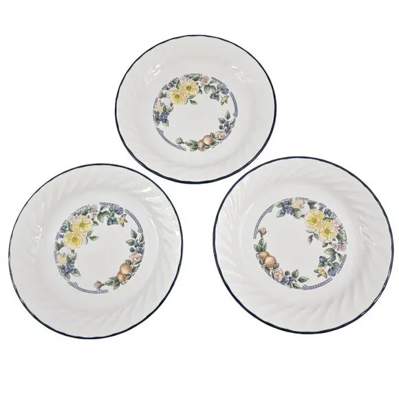 Corelle Corning USA Orchard Rose Floral Center Salad Luncheon Plates - Set of 3
