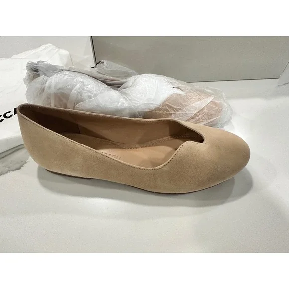 Rebecca Allen The Notch Ballet Flats Nude IV Suede V-Cut Round Toe Shoes 6M
