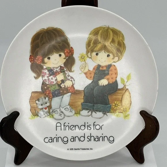 Vtg 70's Gentle Treasures Friendship Melamine Plate Kitschy Cottagecore‎
