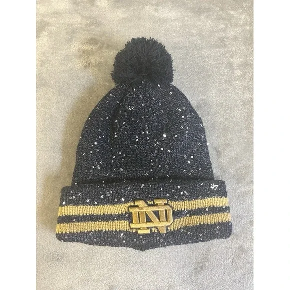 Notre Dame fighting Irish '47 women's Cuff Knit Beanie Pom Hat Cap Sequins