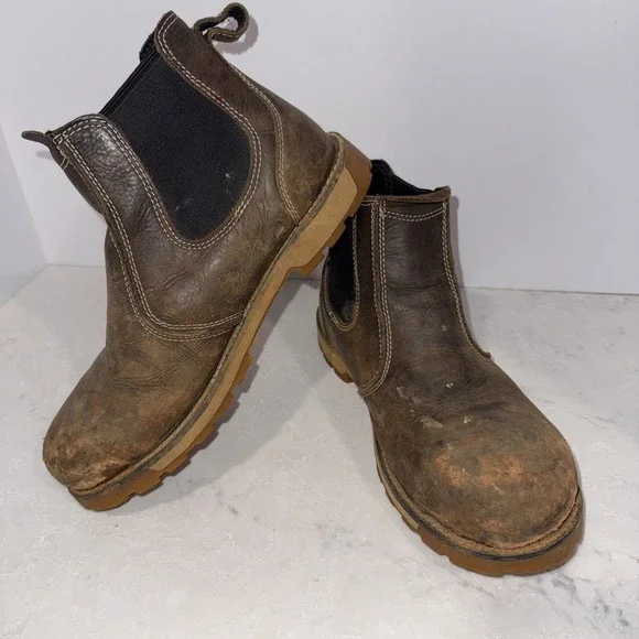 KEEN Boots Brown Men's Leather Utility Romeo Work Boots - Steel Toe -  7.5