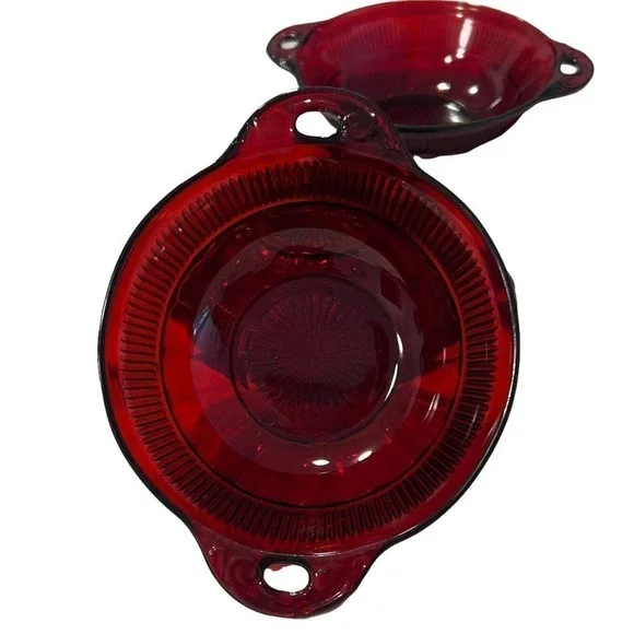 Vintage‎ Anchor Hocking Coronation Ruby Red Handled Berry Dessert Bowls set of 3