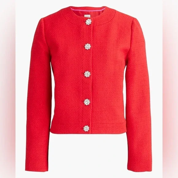 J. Crew Tweed lady jacket with jeweled buttons