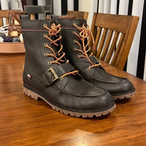 Tommy Hilfiger Ranger Narcisco Boots new dark brown leather Men’s Size 11.5