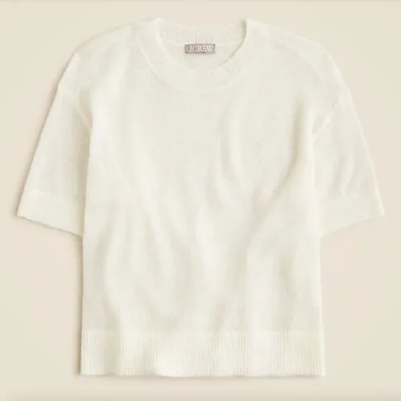J. Crew CK497 ivory Alpaca-blend Oversized Sweater T-shirt For Women XL NWT
