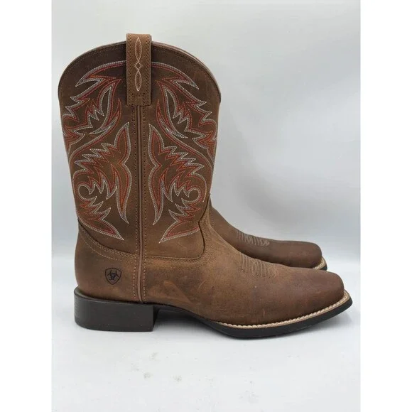 Ariat Sport Herdsman Mens 10 EE Brown Leather Square Toe Western Cowboy Boots