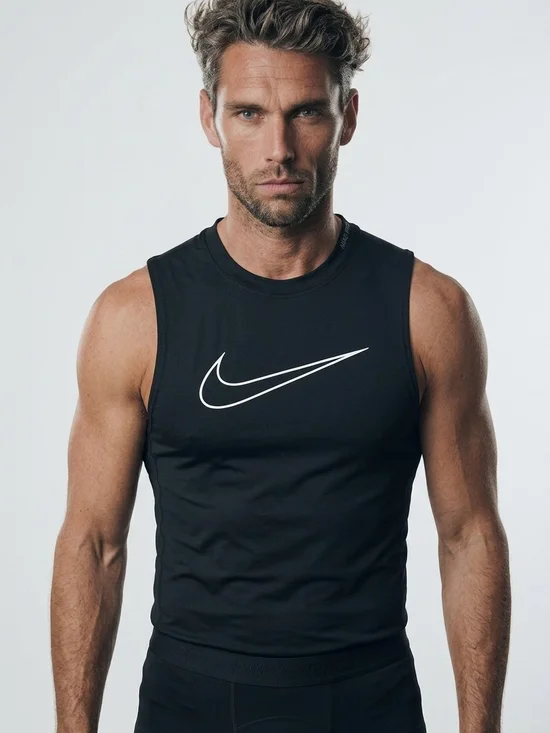 Nike Men’s Black Tank Top with White Swoosh