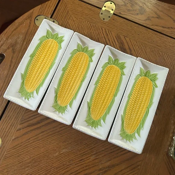 Vintage Knobler Corn on the Cob Ceramic Dishes Made In Japan
