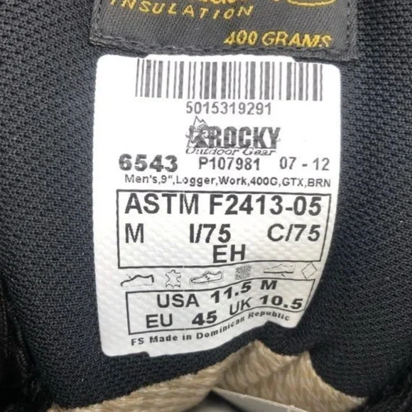 Rocky Brown Leather Work Boots with Durable Rubber Sole Steele Toe