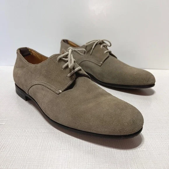 Jil Sander Suede Oxford Flats 6.5‎ 36.5 Taupe Derby Quiet Luxury Minimalist