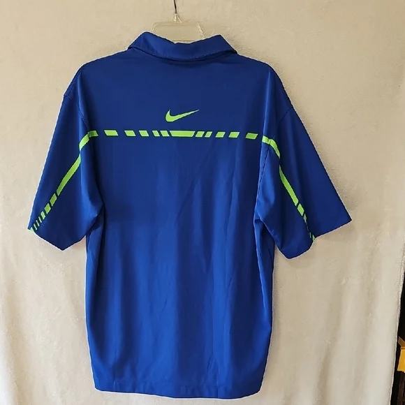 Nike Golf Dri-Fit Men's Blue Polo with Green Accents M