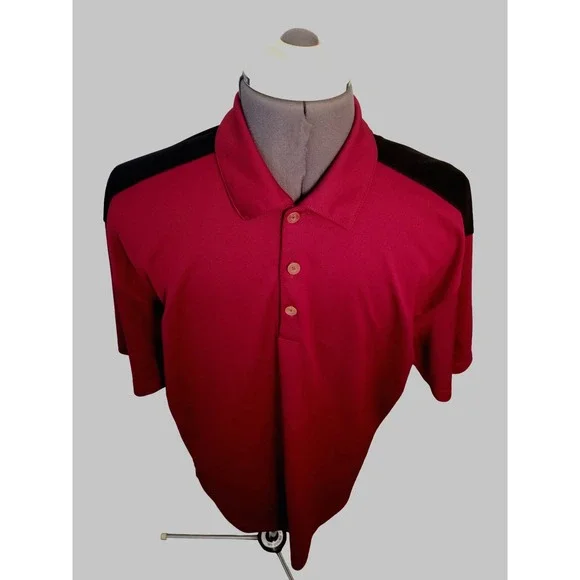 Nike Golf Fit Dry Polo Men's Shirt Red Black Size XL Length 31 in