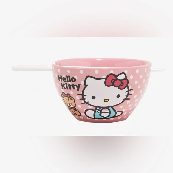 Hello Kitty Pink Polka Dot Ramen Bowl- NWT