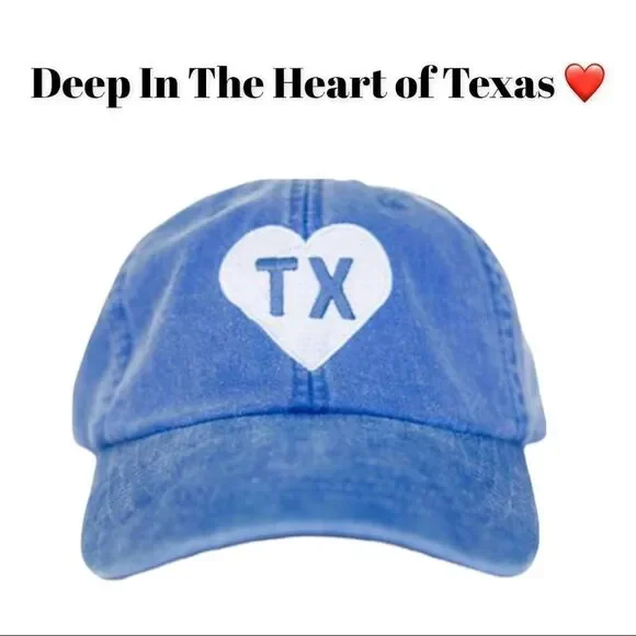 NEW Heart Women's Texas Vintage Washed Blue Embroidered Cap Hat