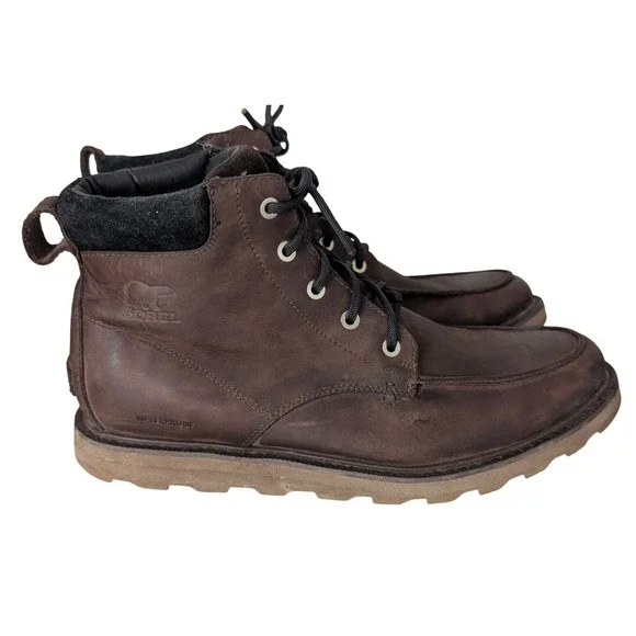 Sorel Madson Moc Toe Waterproof‎ Leather Boots Men 11 Tobacco Brown NM278-238