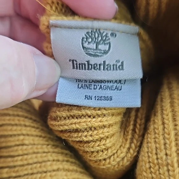 Timberland Vintage Lambswool Mustard Yellow Knit Billed Beanie Unisex