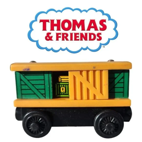 Thomas the Train Rare 2003 Wooden Railway Box Car Friends Engine Sliding Door  C