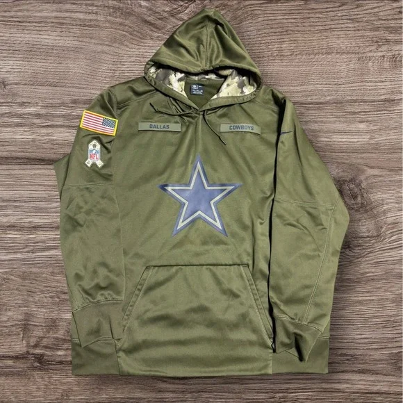 Dallas Cowboys Hoodie Mens Size XXL Army Green‎ NFL Football Salute Service Nike