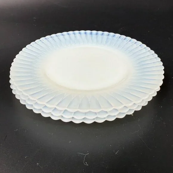 Macbeth-Evans Petalware Monax White Ribbed Edge Bread & Butter Plates Set Of 3