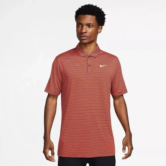 Nike Dri-FIT Victory Striped Golf‎ Polo Shirt FZ5647 Orange/Blue Men's Size XL