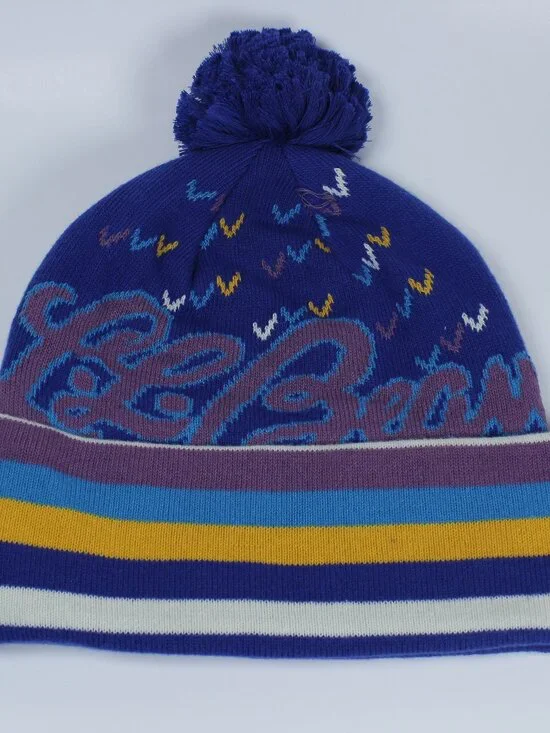 L.L.Bean Katahdin Pom Hat - Blue/Multicolor - Retro Graphic Design