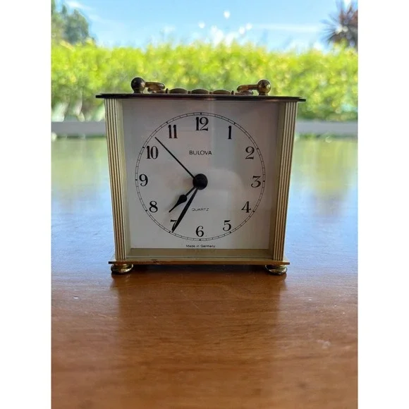 Vintage Bulova Brass Quartz‎ Carriage Clock - Made in Germany