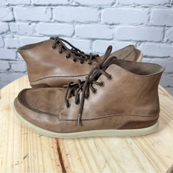 OluKai Men's Nalukai Chukka Ankle Boots Leather Sz US M9 EUR 42 Brown Lace Up