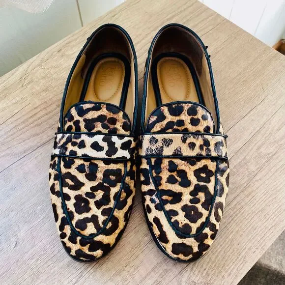 Franco Sarto Leopard Print Calf Hair Loafers Women's Flats Animal Print 8.5
