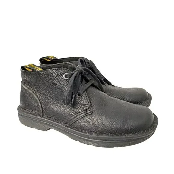Dr Martens Boots Mens Size 8 Sussex Black Classic Leather Lace Up Ankle Chukka