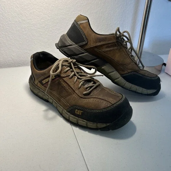 Caterpillar Cat‎ Brown Leather Composite Toe Safety Shoes Men's Size 10