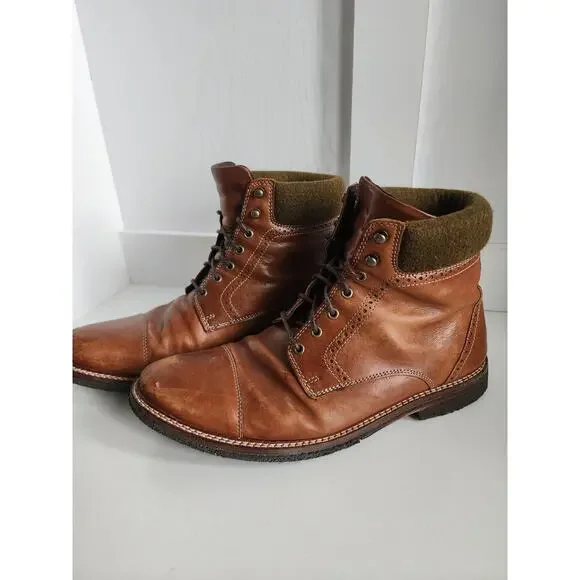 Johnston & Murphy Men’s SZ‎ 10 Forrester Cap Toe Boot Tan Calfskin 27-1776