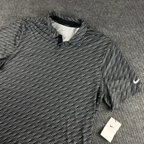 Nike Vapor Golf Mens XL Black White Diagonal Stripe Polo Shirt DX6688-010 NEW
