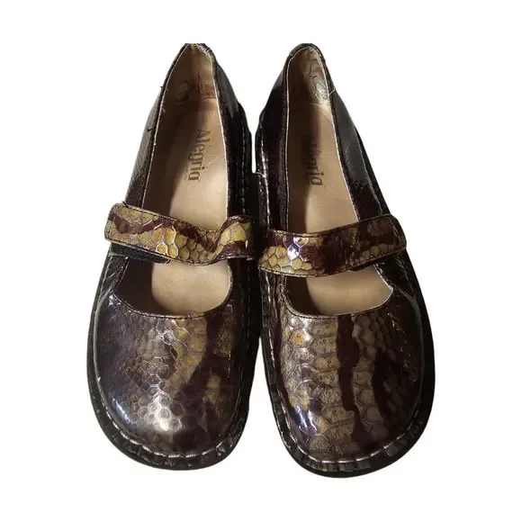 Alegria PG Lite Mary Jane‎ Metallic Faux Snake Skin FEL-709 Size 38 US 8-8.5