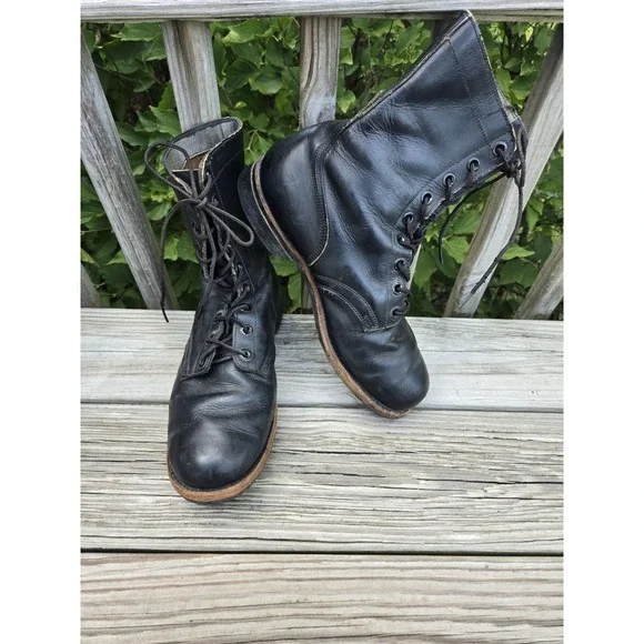 Vintage 1960s BF Goodrich 7-66 Black Military Combat Boots Sz 9W Slip knot