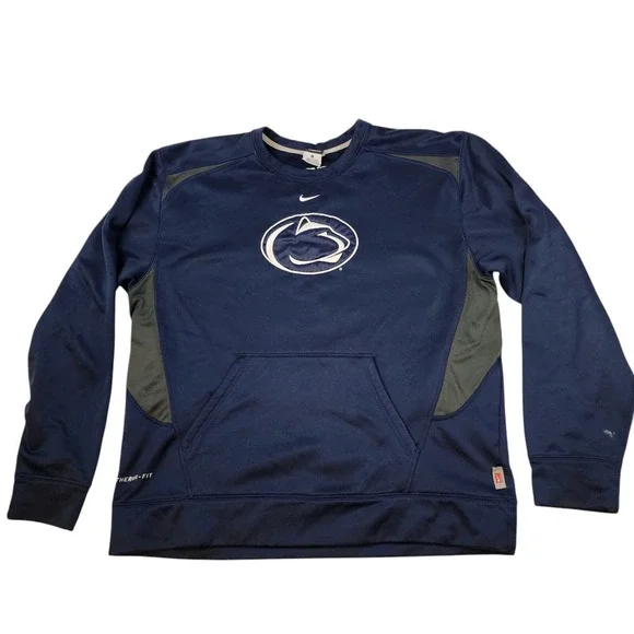Penn State Nittany Lions‎ Sweatshirt Nike Therma Fit Fleece Mens Size Large Blue
