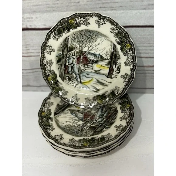 6~Johnson Bros.‎ Friendly Village Bread & Butter/Dessert Plate Sugar Maples